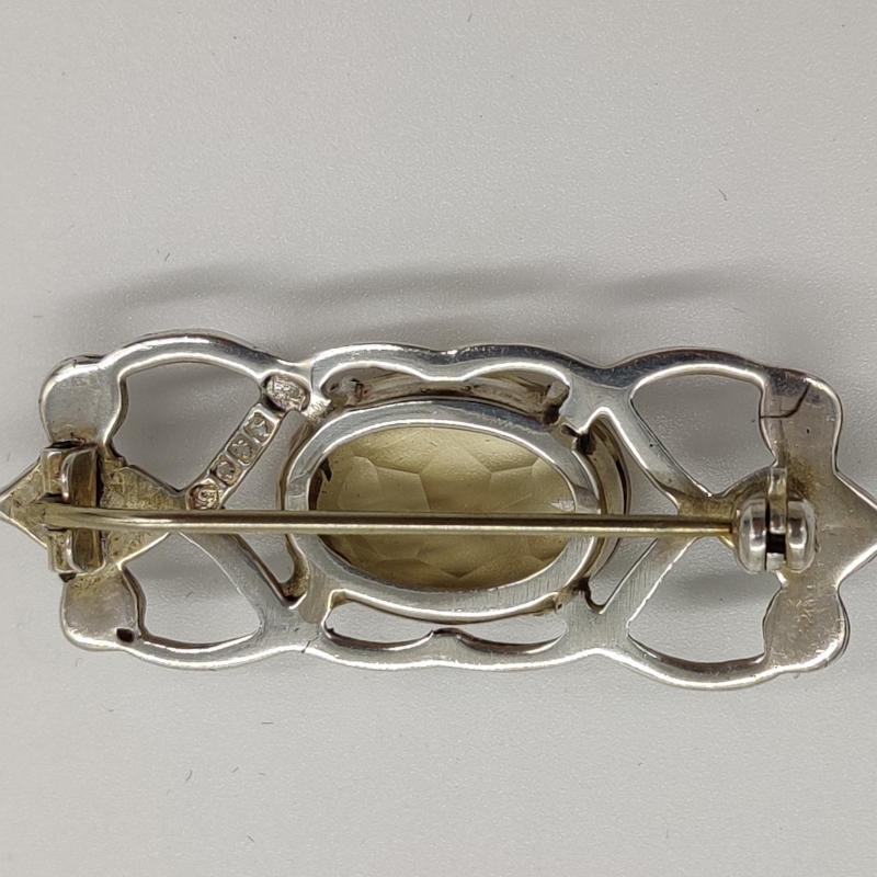 1963 Robert outlets Allison Edinburgh Sterling Silver Brooch with Citrine, Sterling Silver Brooch, Robert Allison Celtic Design Brooch