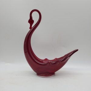 Wonderful Vintage Whitefriars Ruby Glass Swan with feet Ornamental Glass Bowl